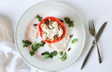 Meatless Monday: Scrumptious Stuffed Bell Peppers With Creamy Walnut Sauce